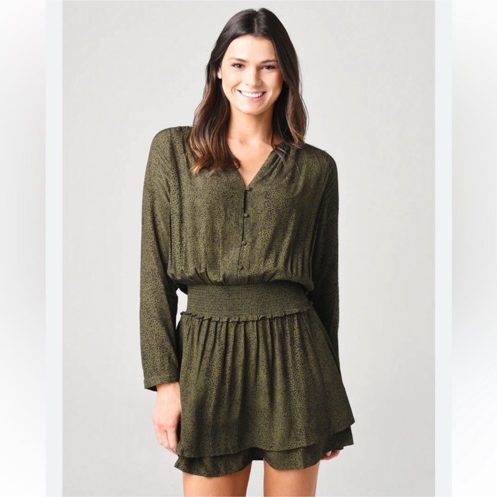 Rails Green Black Abstract Leopard Jasmine Mini Dress Small